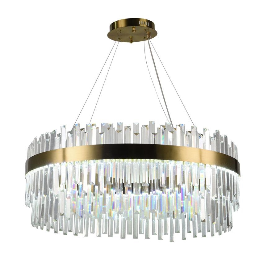 Lustre de cristal LED regulável em cabo LED/110W/230V 3000-6500K dourado + comando à distância