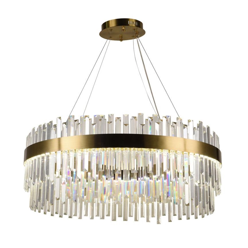 Lustre de cristal LED regulável em cabo LED/110W/230V 3000-6500K dourado + comando à distância