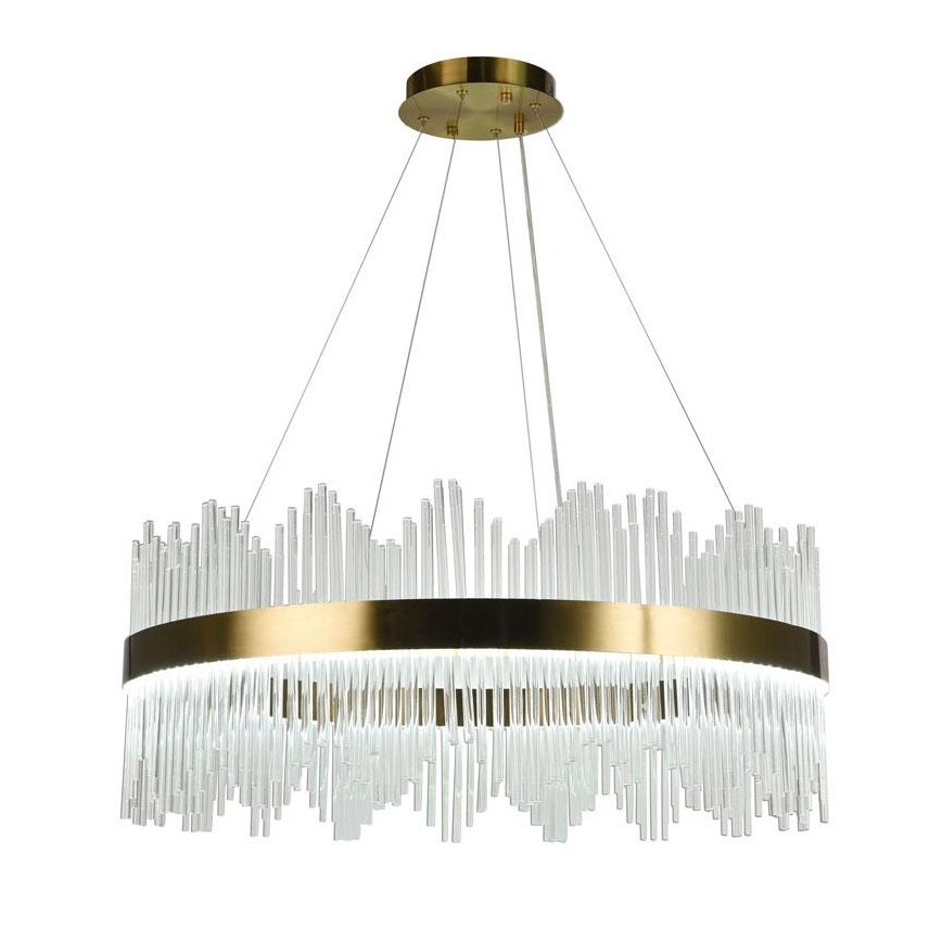 Lustre de cristal LED regulável em cabo LED/110W/230V 3000-6500K dourado + comando à distância