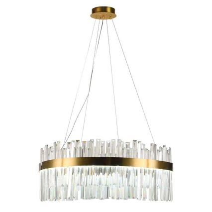 Lustre de cristal LED regulável em cabo LED/110W/230V 3000-6500K dourado + comando à distância