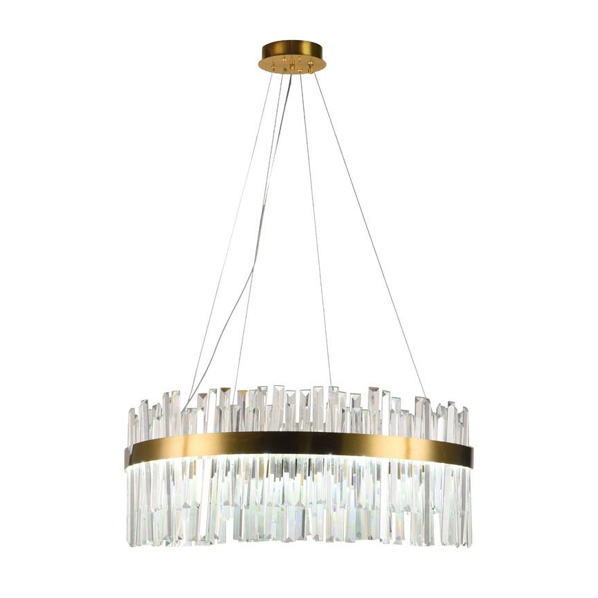 Lustre de cristal LED regulável em cabo LED/110W/230V 3000-6500K dourado + comando à distância