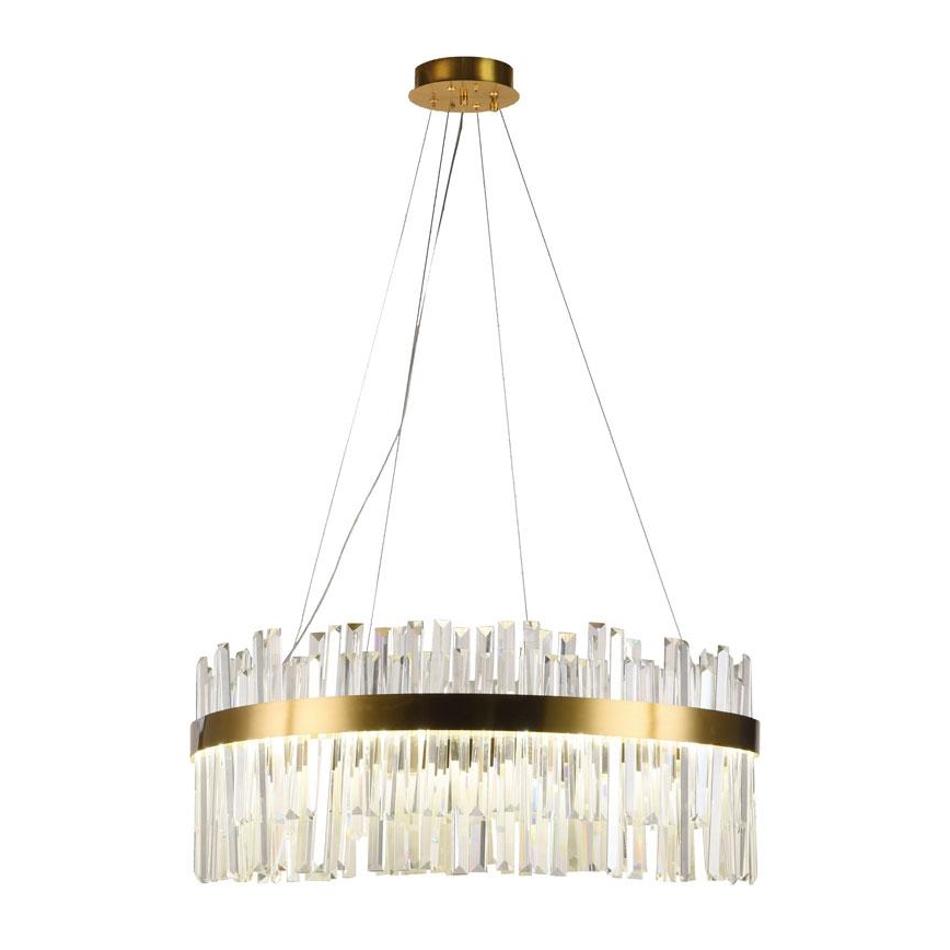 Lustre de cristal LED regulável em cabo LED/110W/230V 3000-6500K dourado + comando à distância