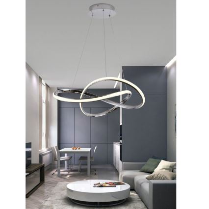 Lustre LED dimmerizável em cabo LED/70W/230V 3000-6500K diâmetro 60 cm cromo brilhante + comando à distância