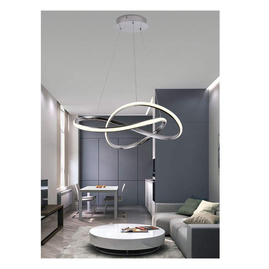 Lustre LED dimmerizável em cabo LED/70W/230V 3000-6500K diâmetro 60 cm cromo brilhante + comando à distância