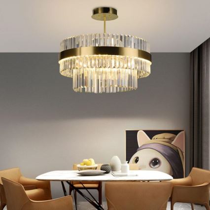 Lustre de cristal LED dimmerizável em barra LED/80W/230V 3000-6500K dourado + comando à distância