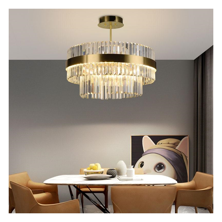 Lustre de cristal LED dimmerizável em barra LED/80W/230V 3000-6500K dourado + comando à distância