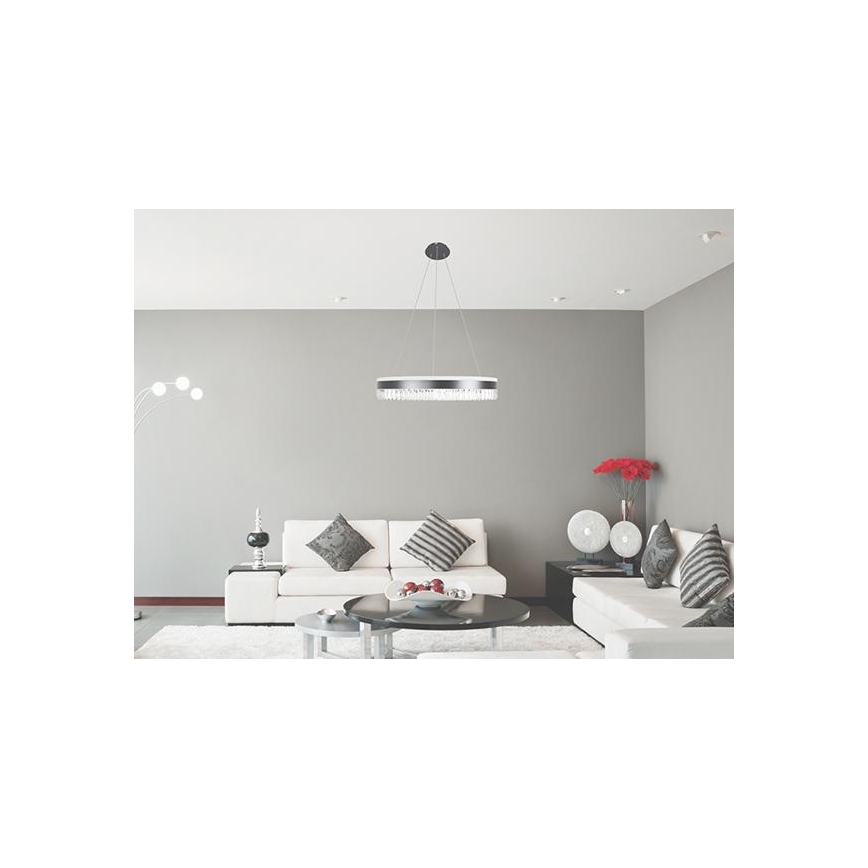 Lustre de cristal LED regulável em cabo LED/80W/230V 3000-6500K preto + comando à distância