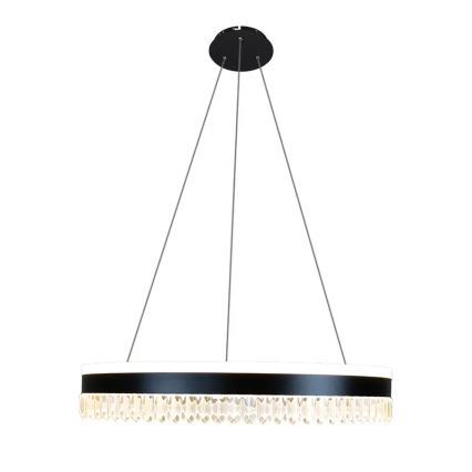 Lustre de cristal LED regulável em cabo LED/80W/230V 3000-6500K preto + comando à distância
