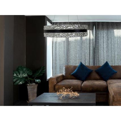 Lustre de cristal LED regulável em cabo LED/80W/230V 3000-6500K preto + comando à distância