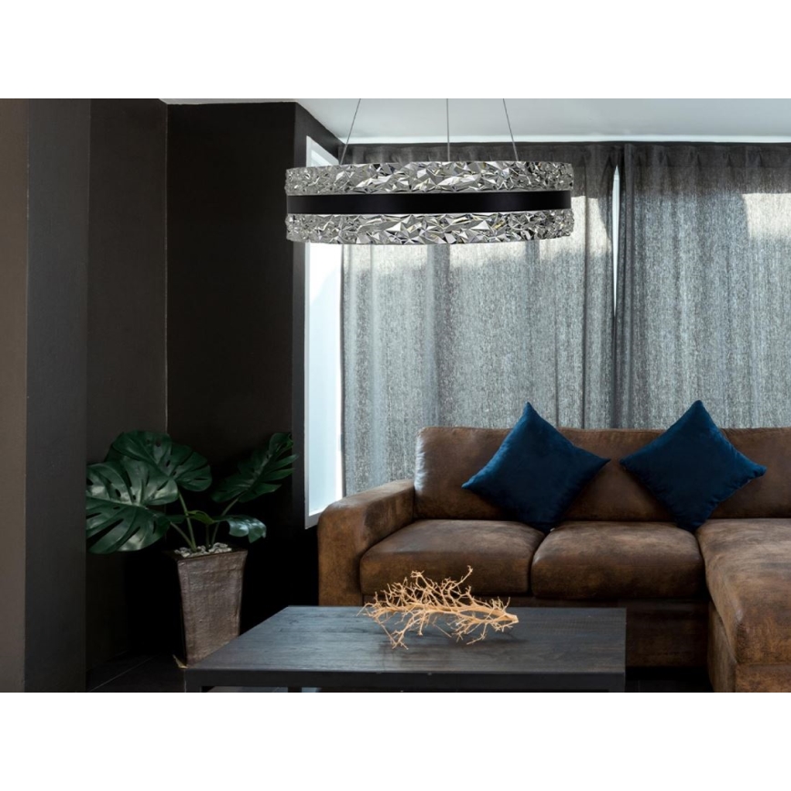 Lustre de cristal LED regulável em cabo LED/80W/230V 3000-6500K preto + comando à distância