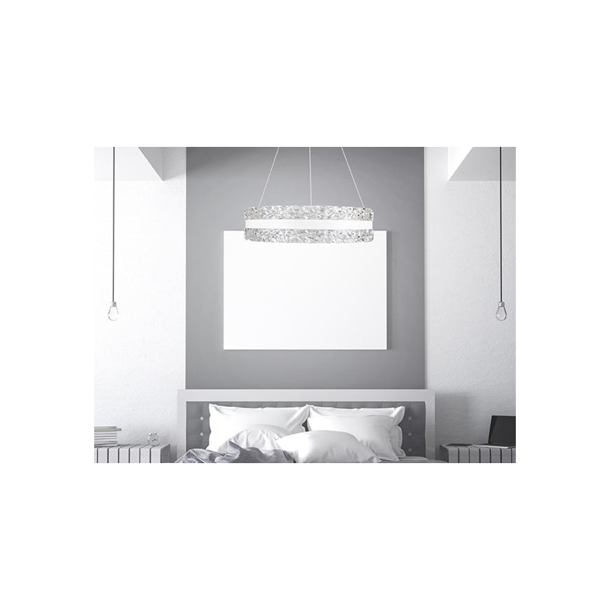 Lustre de cristal LED regulável em cabo LED/80W/230V 3000-6500K branco + controlo remoto