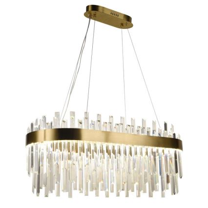 Lustre de cristal LED regulável em cabo LED/100W/230V 3000-6500K dourado + comando à distância