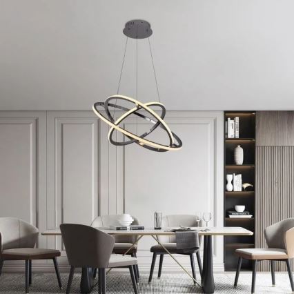 Lustre LED regulável em cabo LED/105W/230V 3000-6500K diâmetro 60 cm + comando à distância