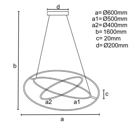 Lustre LED regulável em cabo LED/105W/230V 3000-6500K diâmetro 60 cm + comando à distância
