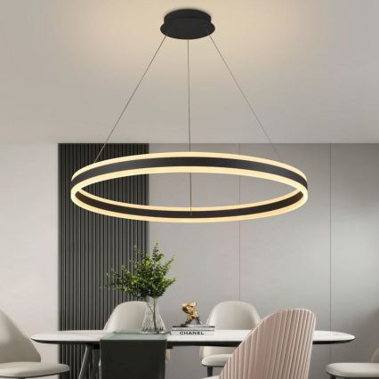 Lustre LED regulável em cabo LED/110W/230V 3000-6500K diâmetro 80 cm + comando à distância