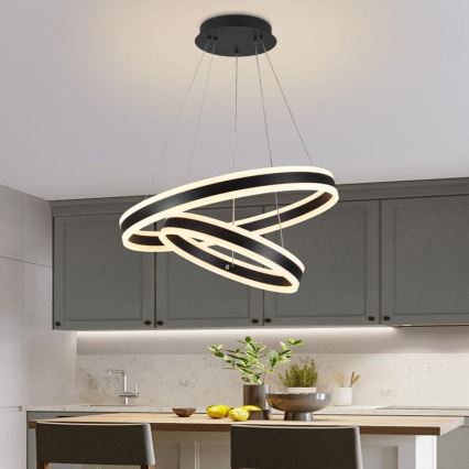 Lustre LED regulável em cabo LED/135W/230V 3000-6500K diâmetro 60 cm + comando à distância