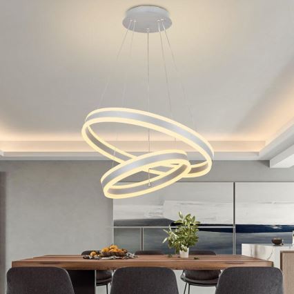 Lustre LED regulável em cabo LED/135W/230V 3000-6500K diâmetro 60 cm + comando à distância