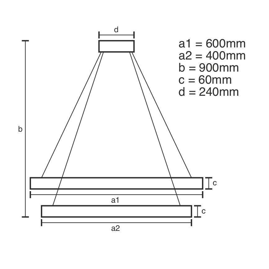 Lustre LED regulável em cabo LED/135W/230V 3000-6500K diâmetro 60 cm + comando à distância
