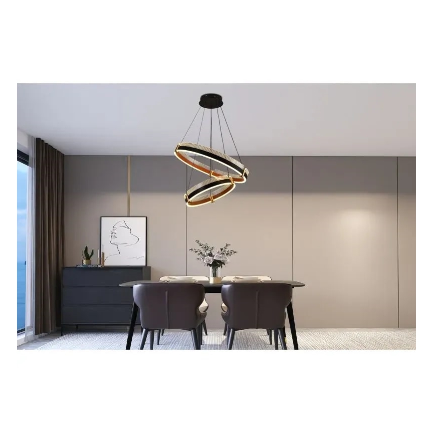 Lustre LED regulável em cabo LED/140W/230V 3000-6500K diâmetro 60 cm + comando à distância