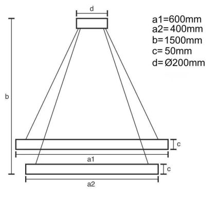 Lustre LED regulável em cabo LED/140W/230V 3000-6500K diâmetro 60 cm + comando à distância