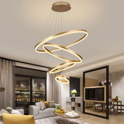 Lustre LED regulável em cabo LED/165W/230V 3000-6500K diâmetro 80 cm + comando à distância