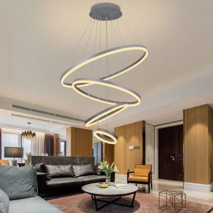 Lustre LED regulável em cabo LED/165W/230V 3000-6500K diâmetro 80 cm + comando à distância