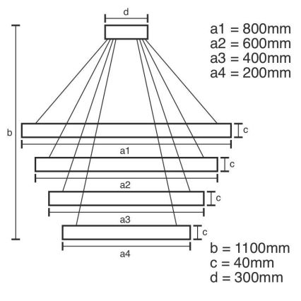 Lustre LED regulável em cabo LED/165W/230V 3000-6500K diâmetro 80 cm + comando à distância