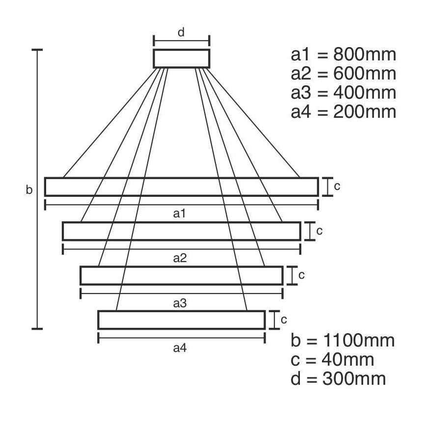 Lustre LED regulável em cabo LED/165W/230V 3000-6500K diâmetro 80 cm + comando à distância