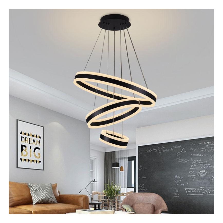 Lustre LED regulável em cabo LED/165W/230V 3000-6500K diâmetro 60 cm + comando à distância