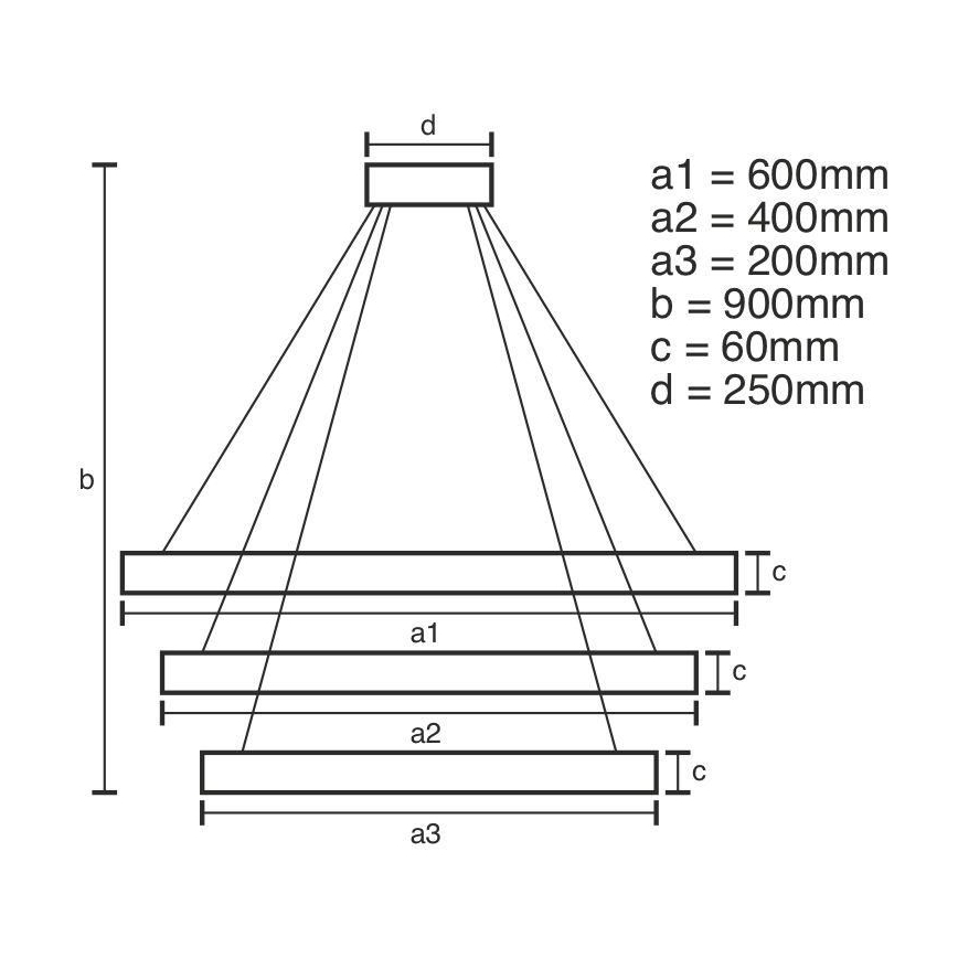 Lustre LED regulável em cabo LED/165W/230V 3000-6500K diâmetro 60 cm + comando à distância