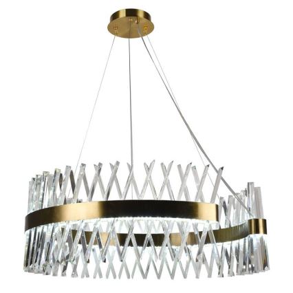Lustre de cristal LED regulável em cabo LED/175W/230V 3000-6500K dourado + comando à distância