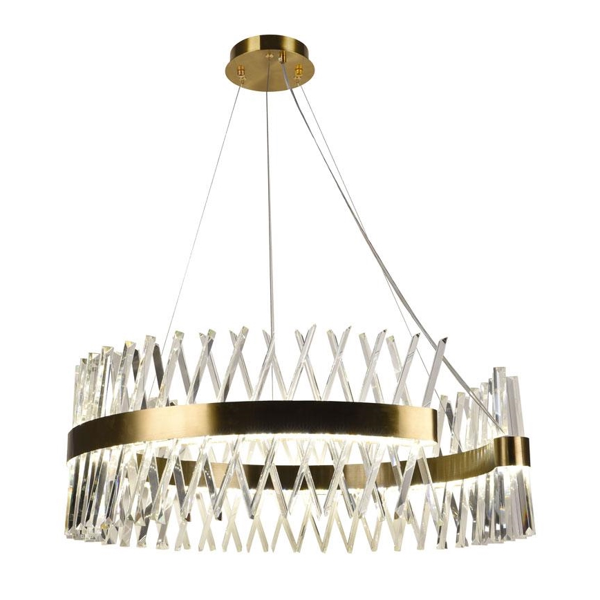 Lustre de cristal LED regulável em cabo LED/175W/230V 3000-6500K dourado + comando à distância