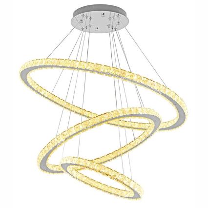 Lustre de cristal LED regulável em cabo LED/210W/230V 3000-6500K prata + controlo remoto