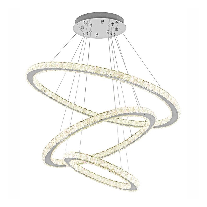 Lustre de cristal LED regulável em cabo LED/210W/230V 3000-6500K prata + controlo remoto