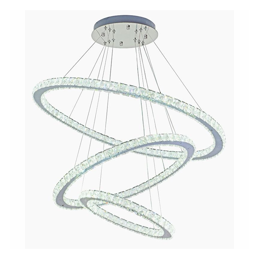 Lustre de cristal LED regulável em cabo LED/210W/230V 3000-6500K prata + controlo remoto