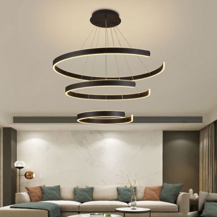 Lustre LED regulável em cabo LED/220W/230V 3000-6500K diâmetro 80 cm + comando à distância