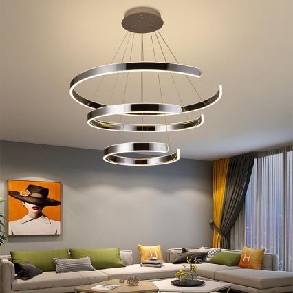 Lustre LED regulável em cabo LED/220W/230V 3000-6500K diâmetro 80 cm + comando à distância