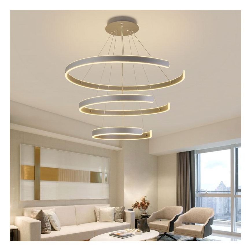 Lustre LED regulável em cabo LED/220W/230V 3000-6500K diâmetro 80 cm + comando à distância