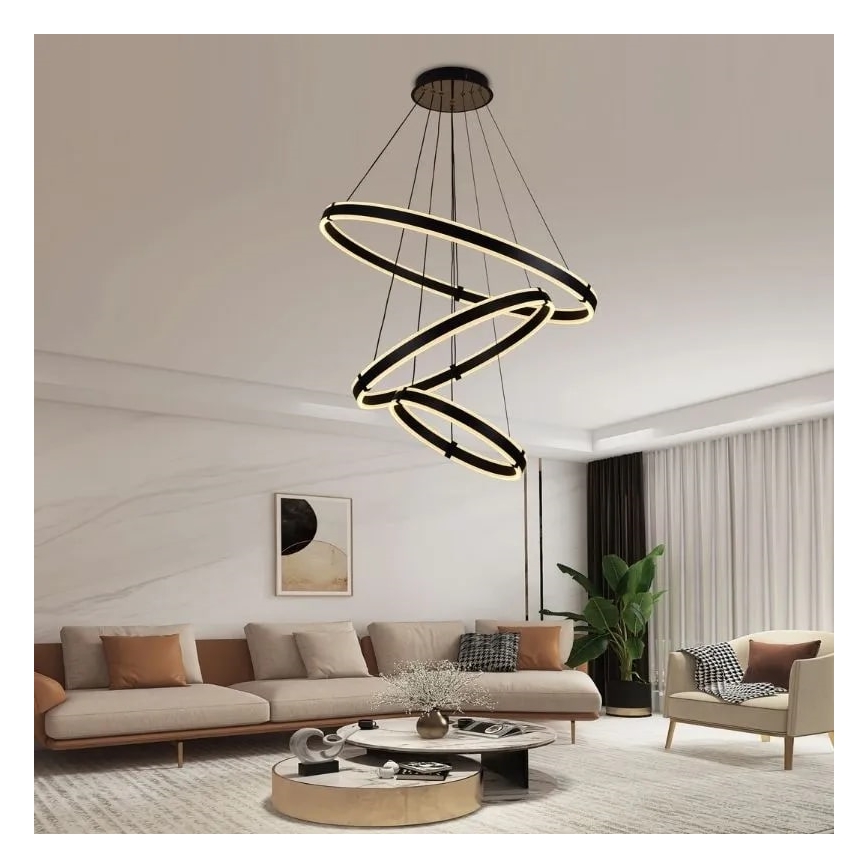 Lustre LED regulável em cabo LED/250W/230V 3000-6500K diâmetro 80 cm + comando à distância