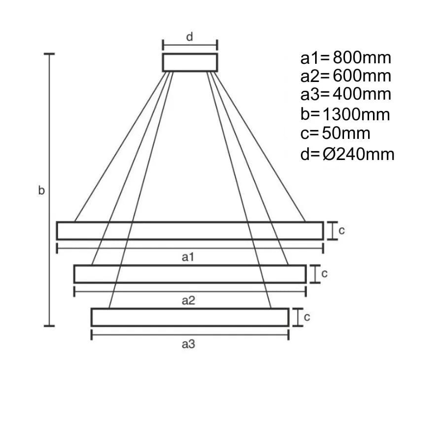 Lustre LED regulável em cabo LED/250W/230V 3000-6500K diâmetro 80 cm + comando à distância