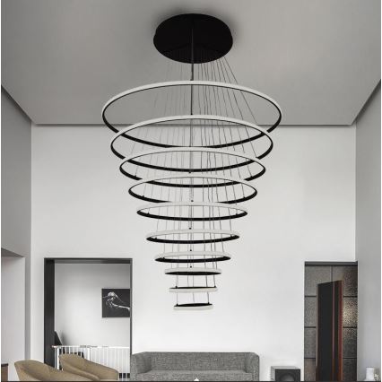 Lustre LED regulável em cabo LED/365W/230V 3000-6500K diâmetro 100 cm + comando à distância