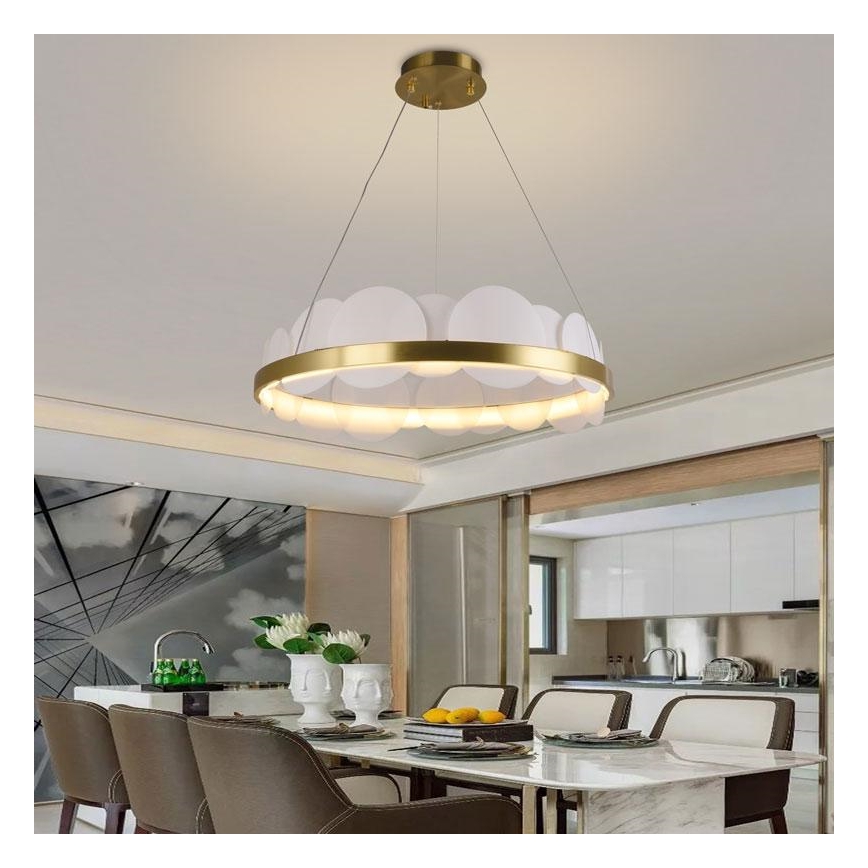 Lustre LED dimmerizável em cabo LED/40W/230V 3000-6500K dourado + controlo remoto