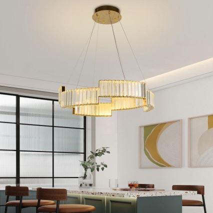 Lustre de cristal LED dimmerizável em cabo LED/40W/230V 3000-6500K dourado + comando à distância