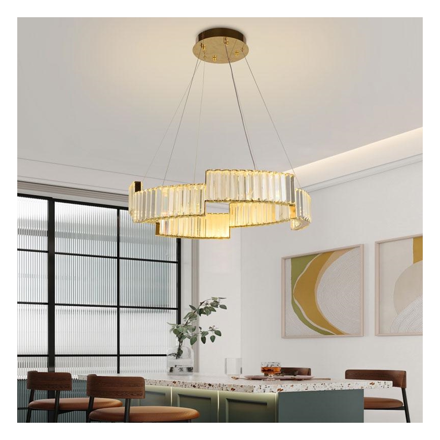 Lustre de cristal LED dimmerizável em cabo LED/40W/230V 3000-6500K dourado + comando à distância