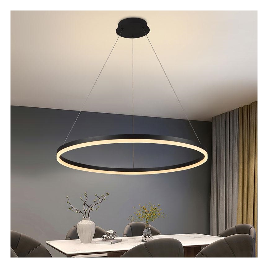 Lustre LED regulável em cabo LED/55W/230V 3000-6500K diâmetro 80 cm + comando à distância