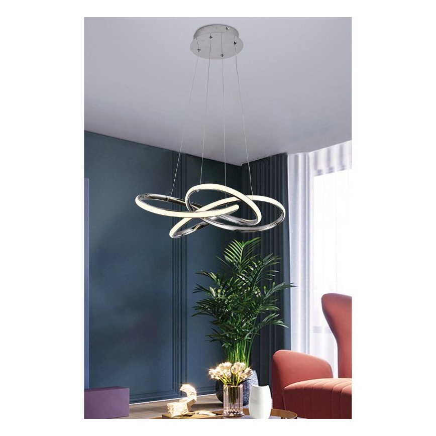 Lustre LED regulável em cabo LED/65W/230V 3000-6500K diâmetro 48 cm cinza + controlo remoto