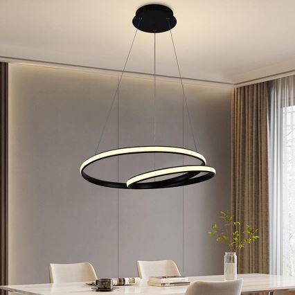 Lustre LED regulável em cabo LED/65W/230V 3000-6500K diâmetro 56 cm + comando à distância