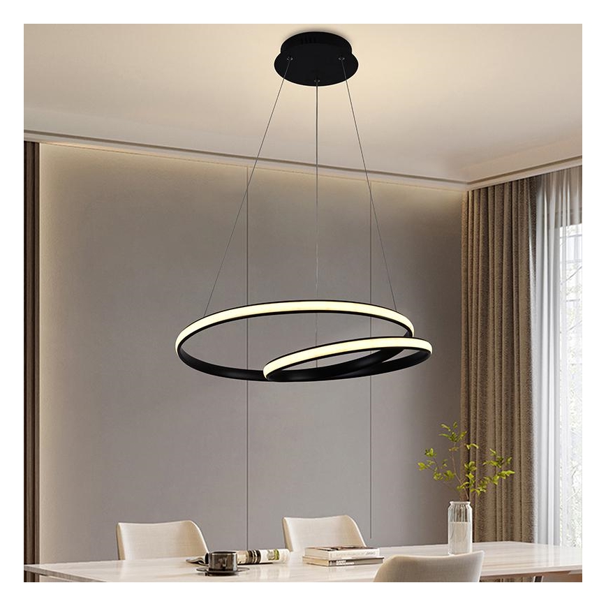 Lustre LED regulável em cabo LED/65W/230V 3000-6500K diâmetro 56 cm + comando à distância