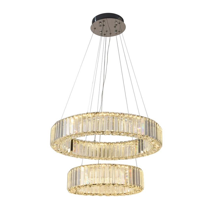 Lustre de cristal LED regulável em cabo LED/65W/230V 3000-6500K cromo brilhante + comando à distância