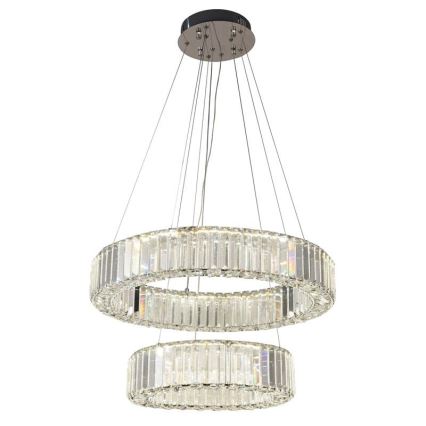 Lustre de cristal LED regulável em cabo LED/65W/230V 3000-6500K cromo brilhante + comando à distância